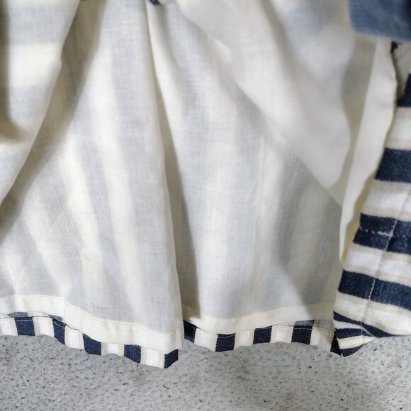 J.Crew Dress Women's 0 Cream Blue Striped Linen Blend Sleeveless Button-Front - Picture 5 of 9